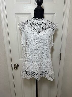 Adiva White Lace Crochet Blouse